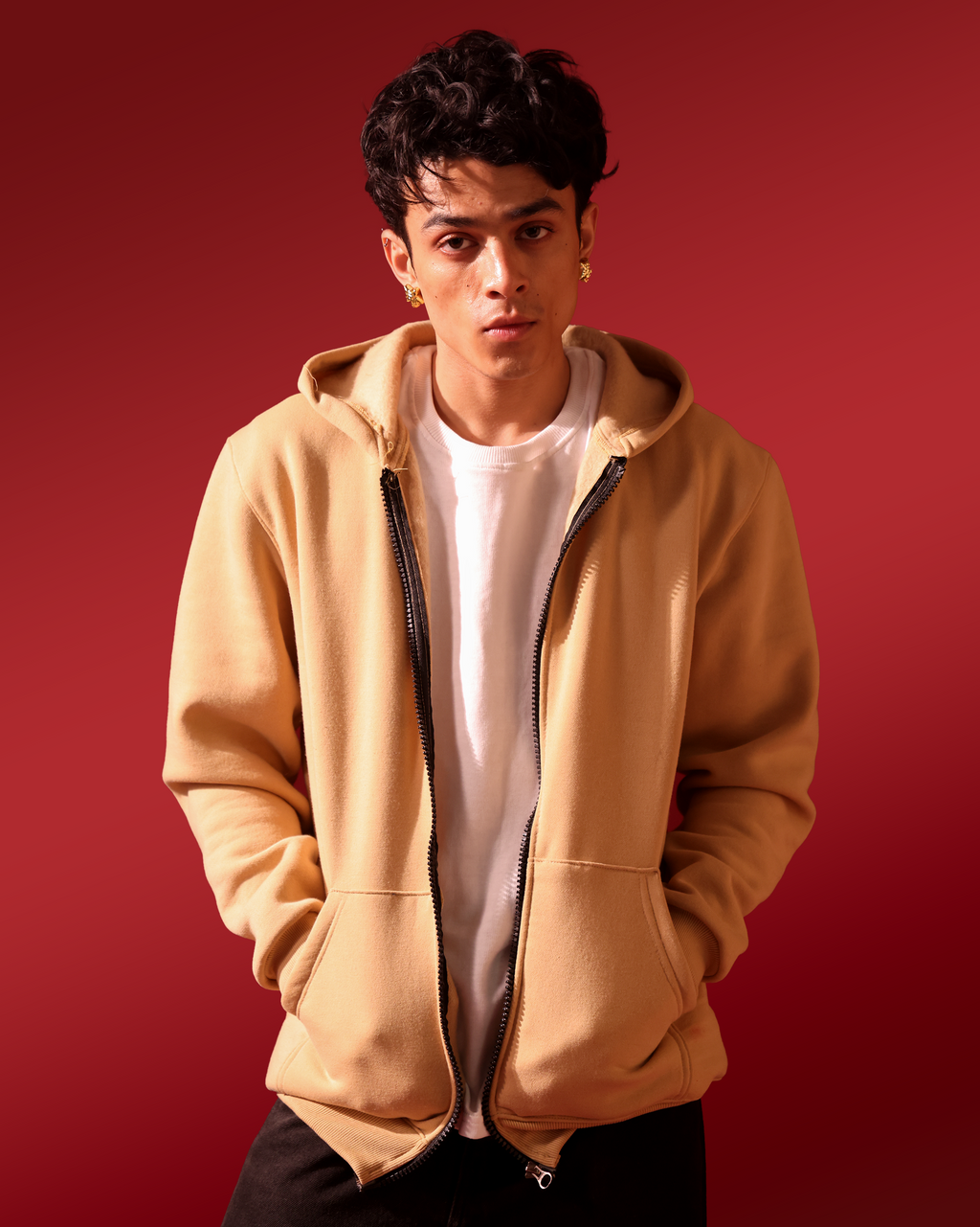 Hoodie with Chain – Beige – Men
