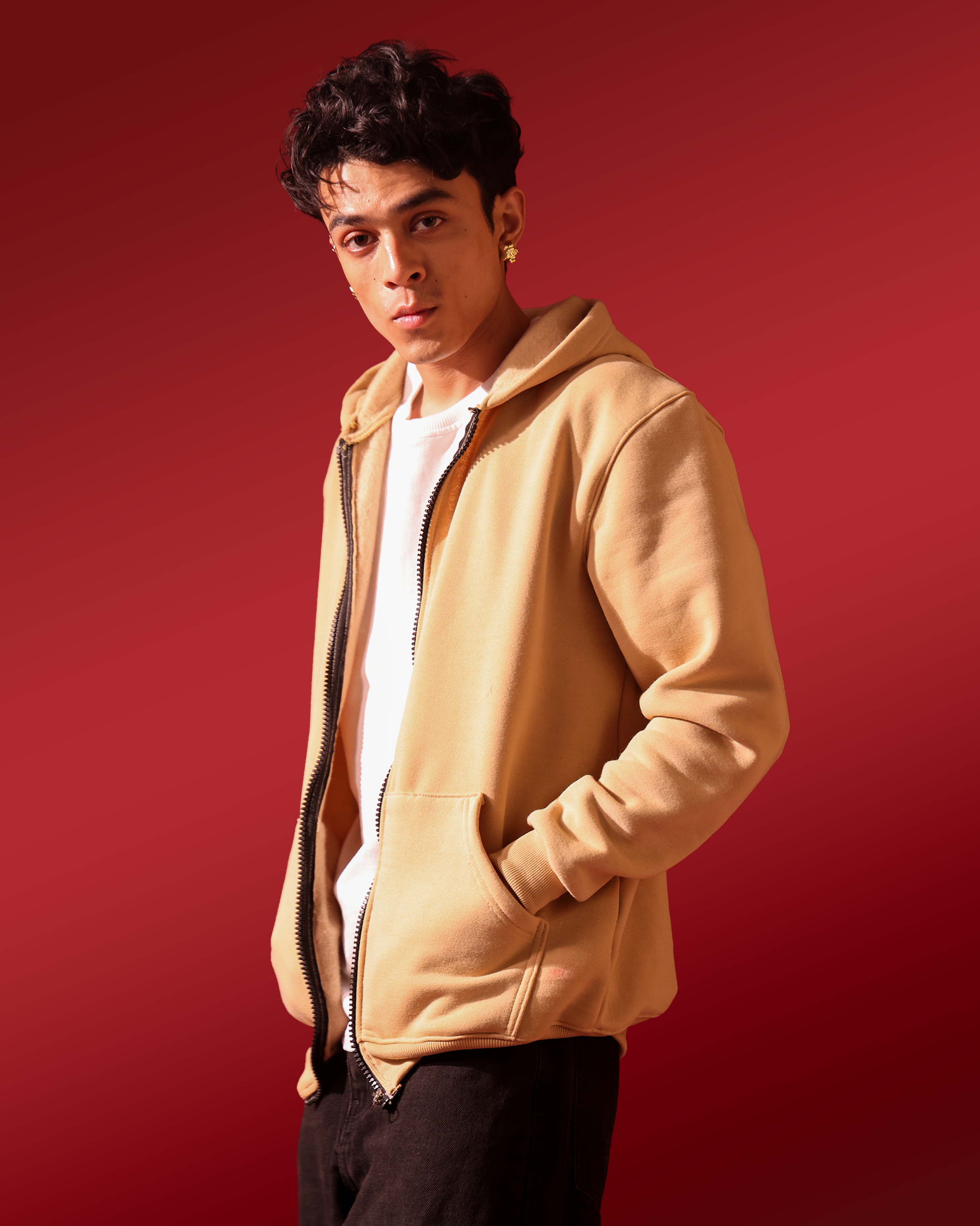 Hoodie with Chain – Beige – Men