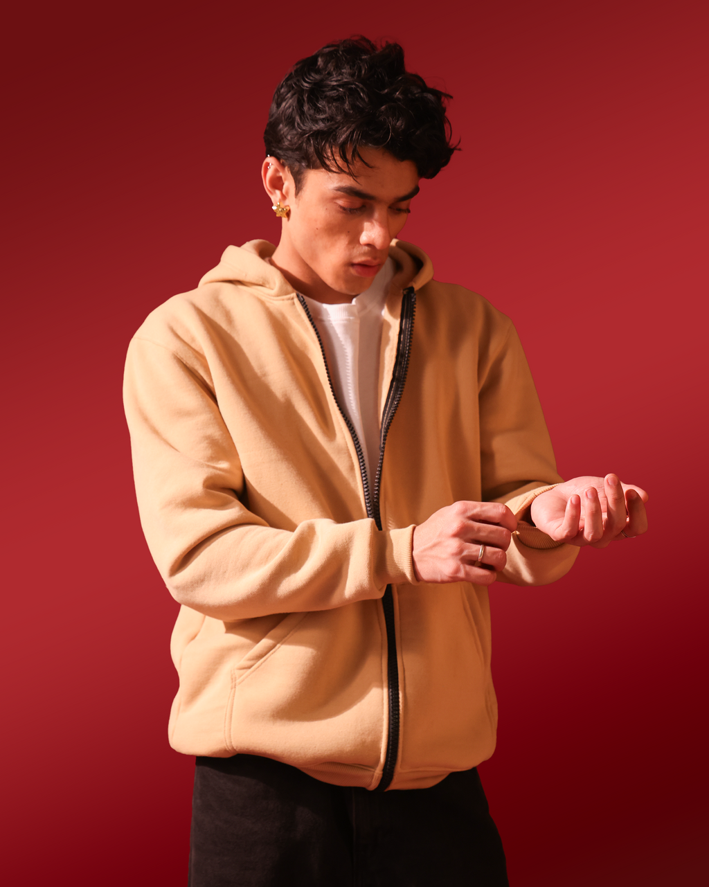Hoodie with Chain – Beige – Men
