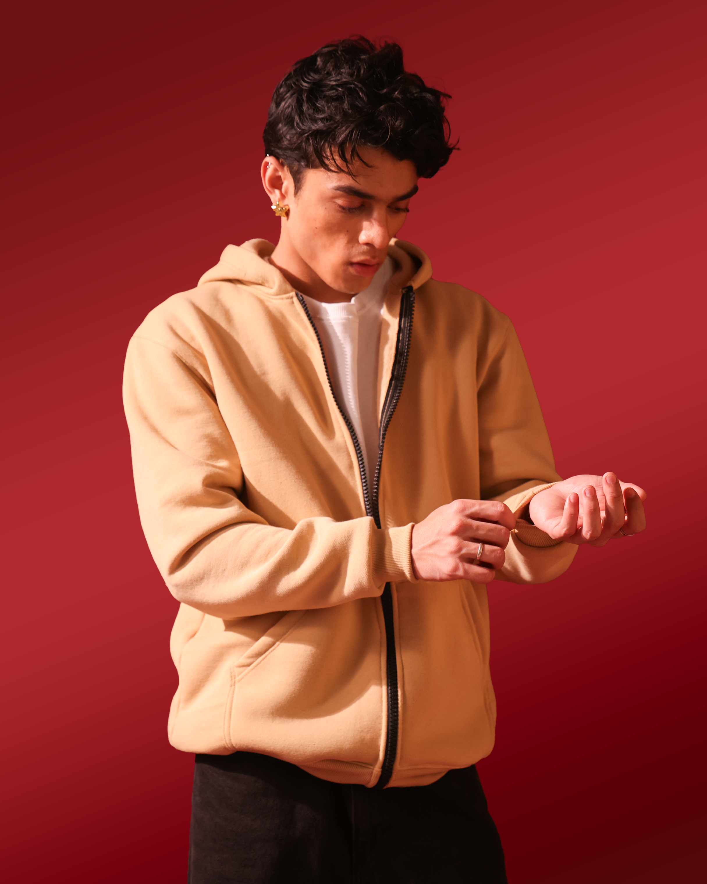 Hoodie with Chain – Beige – Men